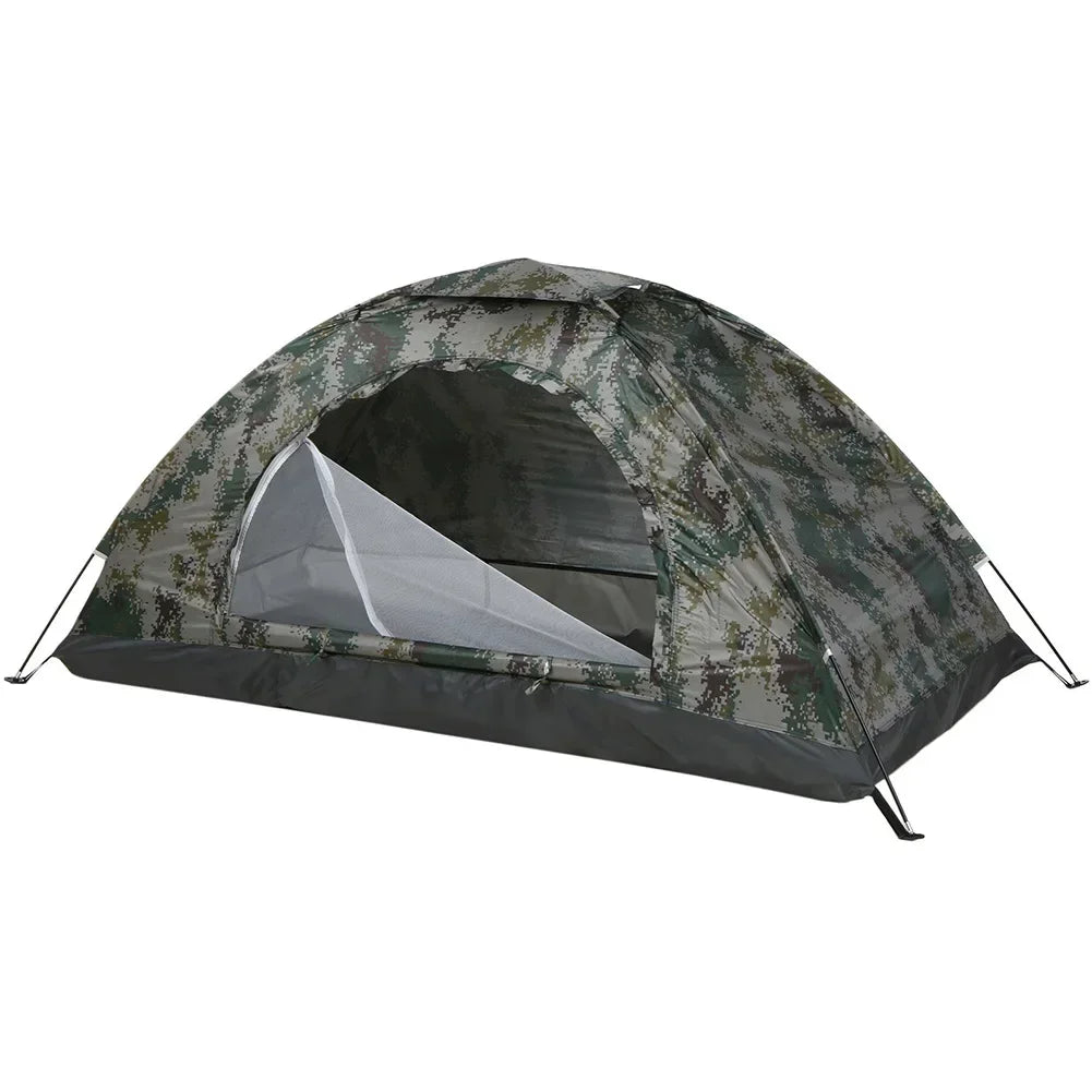 1×Ultralight Portable Camping Tent Single/Double Person Garden Tent With Anti-UV Coating Two Way Zip Hiking Fishing Travel