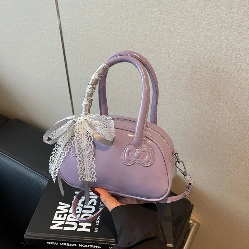 Women's Bag Korean Version Stylish Portable Pillow Bag Women's Superior Sense Simple Lace Sweet Shoulder Crossbody Cute Bow Bag