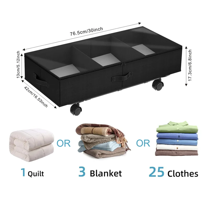 AA81-Under-Bed Locker Storage Box With Wheels Bed Bottom Storage Box Storage Box Rolling Storage Container Under Bed