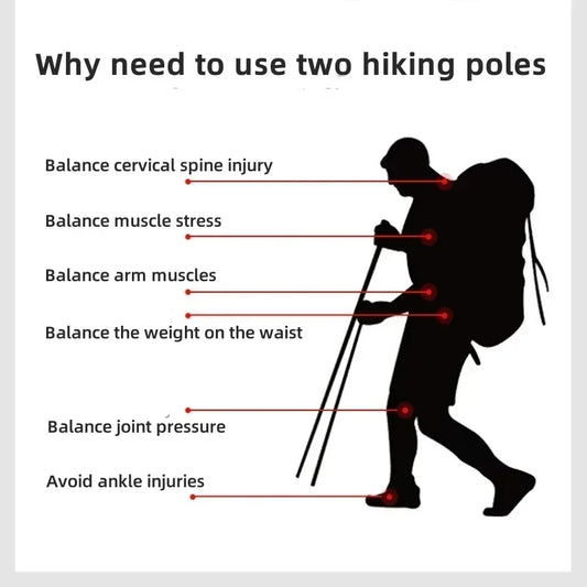 2PCS Ultralight Trekking Poles Set Foldable Telescopic Nordic Walking Sticks Portable Outdoor Gear for Camping And Hiking