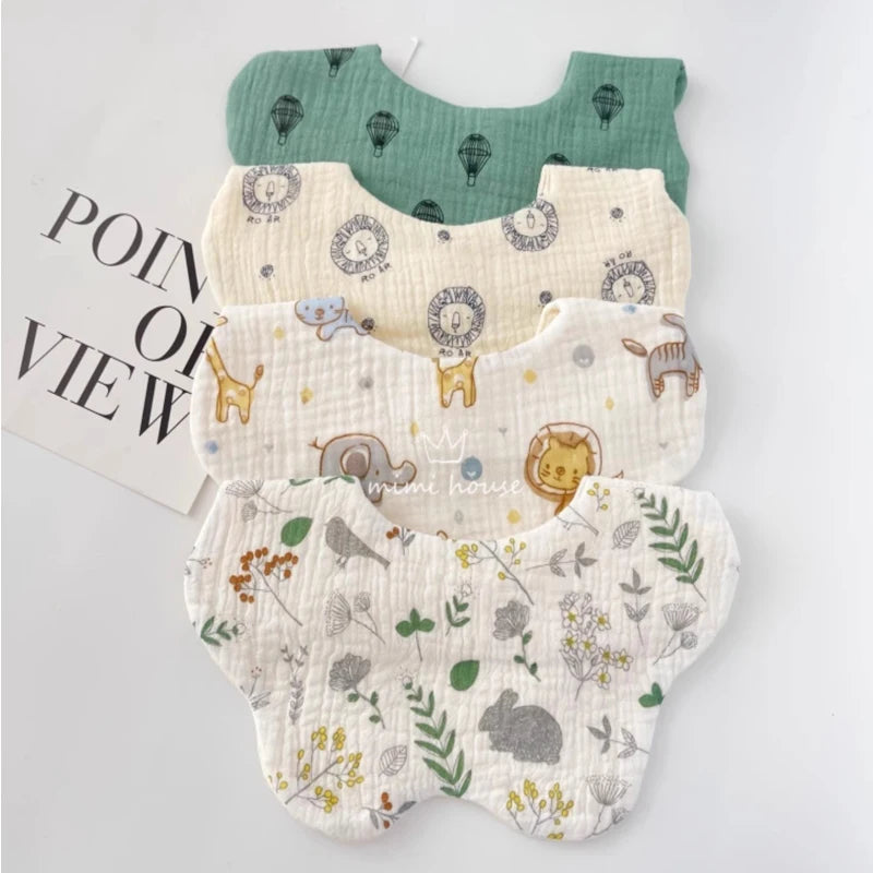 Baby Bibs Cotton Boys and Girls Bib Cute Print Newborn Burp Cloths Waterproof Infants Mesh Bibs Baby Feeding Accessories