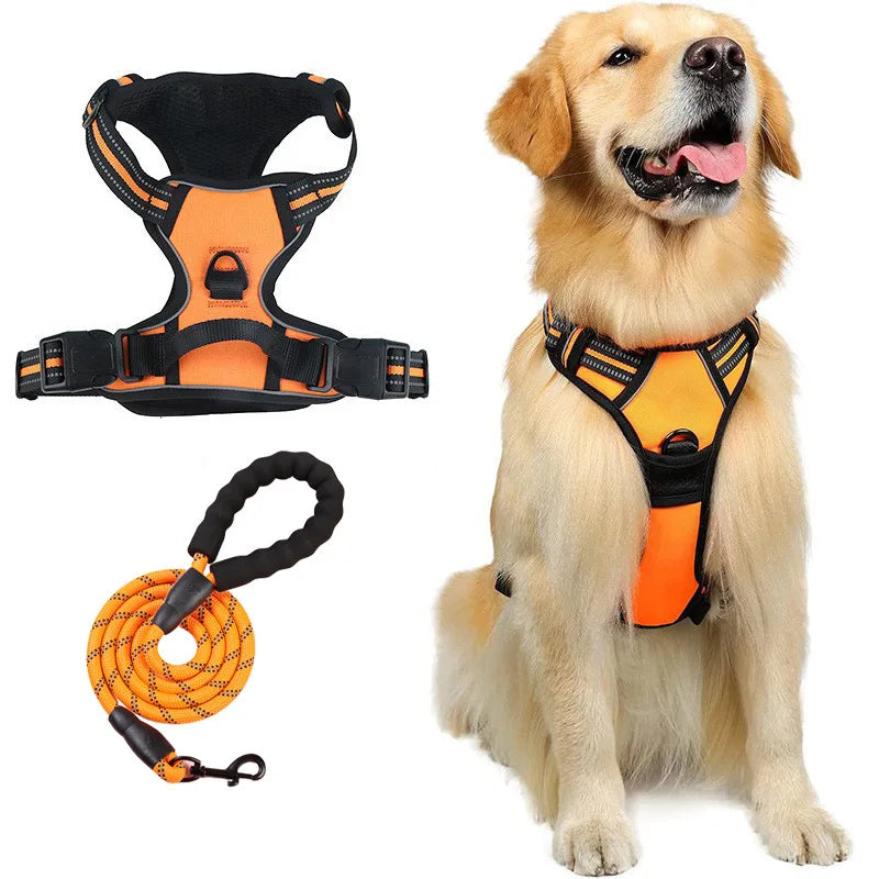 Pet rope vest style pet dog towing rope explosion-proof shockproof break free big dog chest strap reflective dog