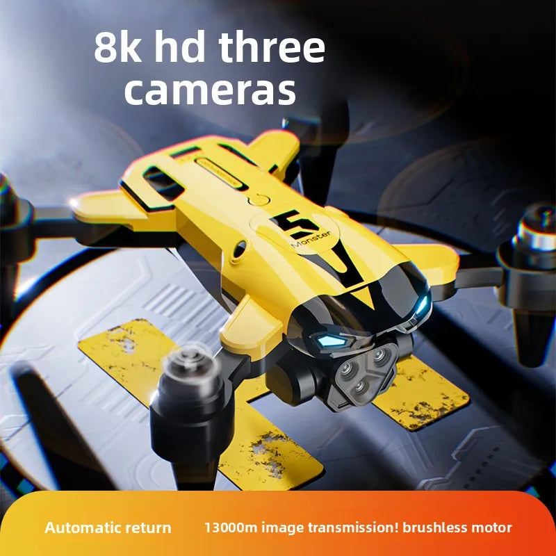 M5 triple-camera drone is a high-definition aerial photography remote control aircraft with optical flow positioning quadcopter