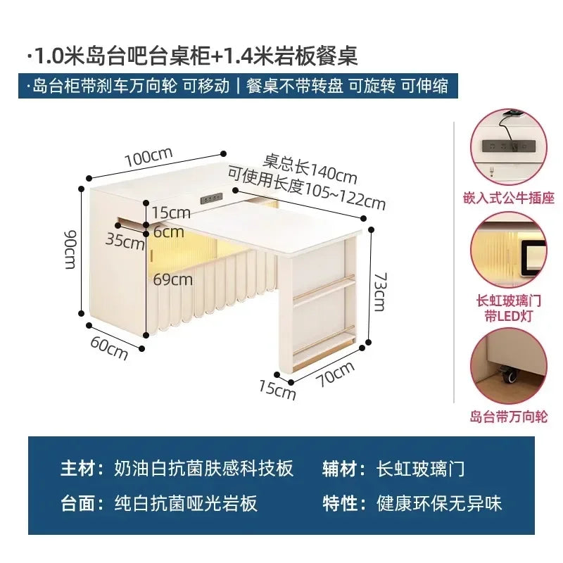 Kitchen Island Dining Table Integrated Retractable Stone Plate Household Small Apartment