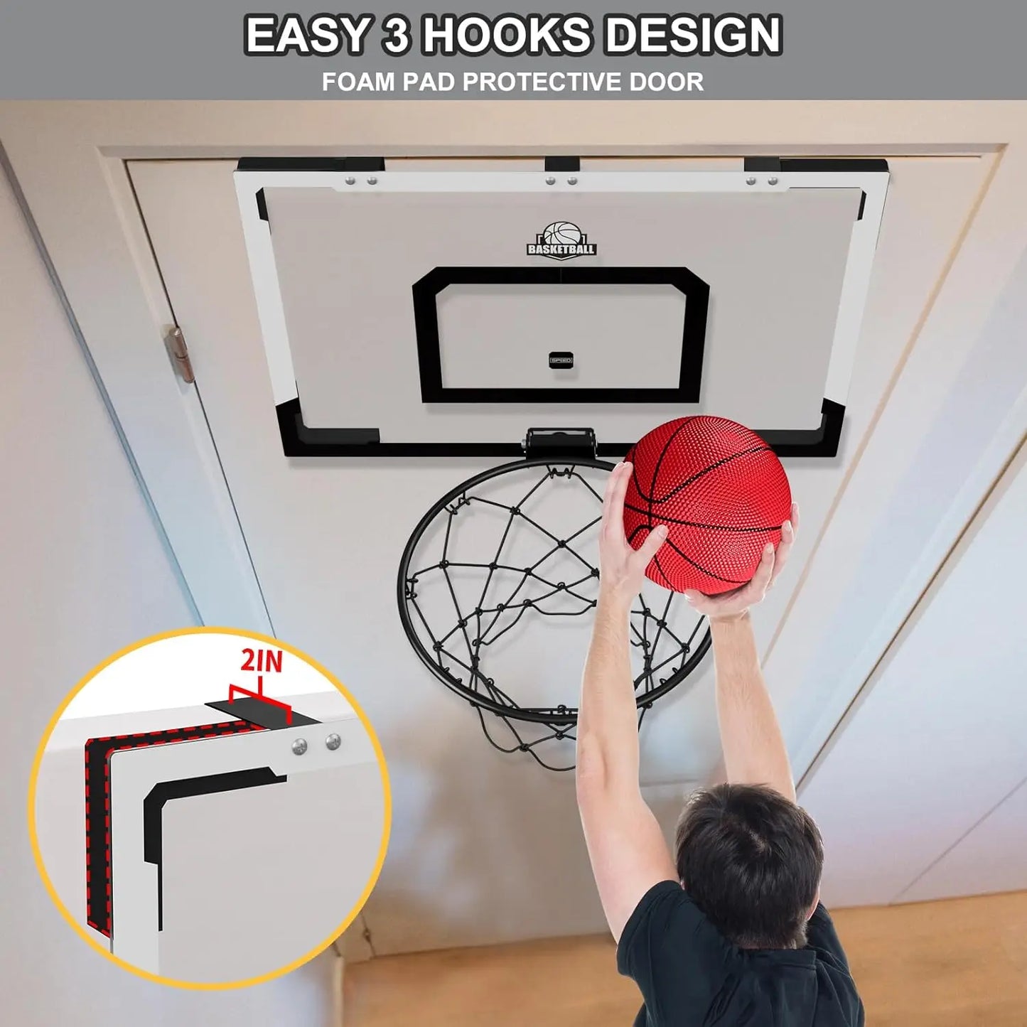 Indoor Basketball Hoop Set for Adults,Family Basketball Game for Door & Wall,Gift for Teens, and Adults,Halloween/Christmas