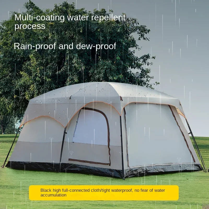 Luxury Villa Outdoor Camping Tent, Two Rooms and One Hall, Easy Setup Family Party Tent, Large Tent for Travel and Events