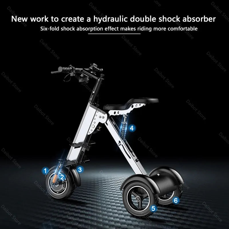 350W 36V 3 wheels Parents Child Electric Scooter 2 Seats For Adults Children 10 Inch Folding Electric Tricycle Scooter For Women