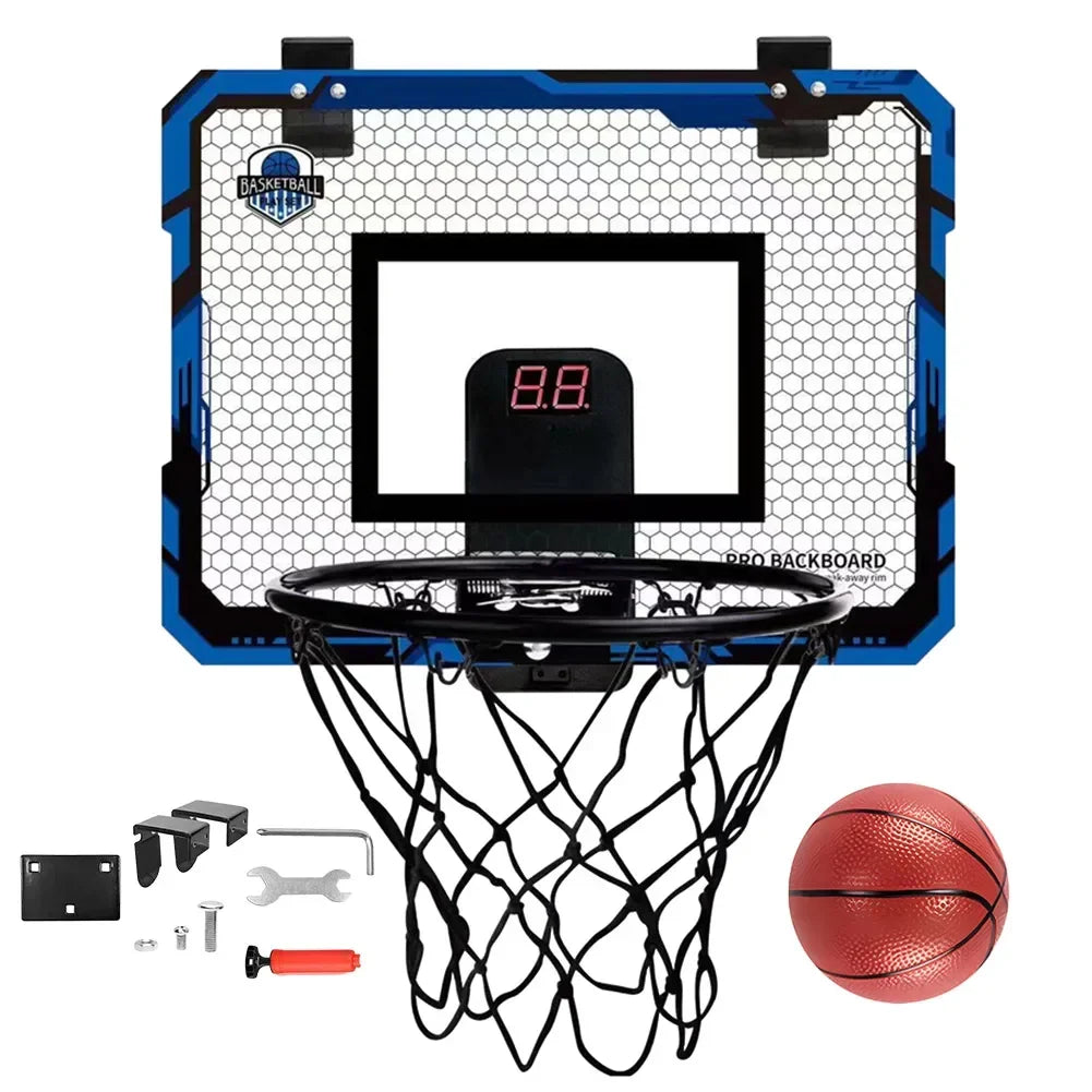 Indoor Basketball Hoop Basketball Hoop Set Sports Toy Room Basketball Hoop with Electronic Scoreboard Gifts for Kids Boys Teens