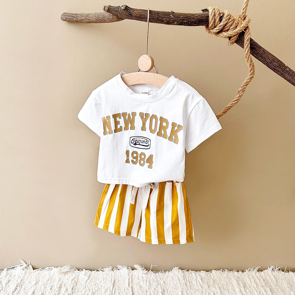 2025 New Baby Boy Clothing Set Toddler Baby Clothes Letter Print T-shirt+Striped Shorts Newborn Boy Girl Summer Outfits 2Pcs