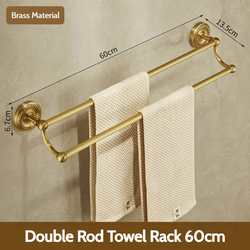 Antique Brushed Brass Bathroom Accessories Sets Towel Shelf Toilet Paper Holder Soap Holder Towel Rack Bathroom Hardware Sets