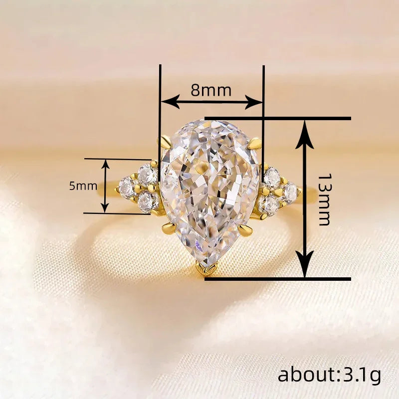 Fashionable, Lightweight, Luxurious, Elegant Jewelry for Women, Wearing European and American New Water Droplet Rings for Women