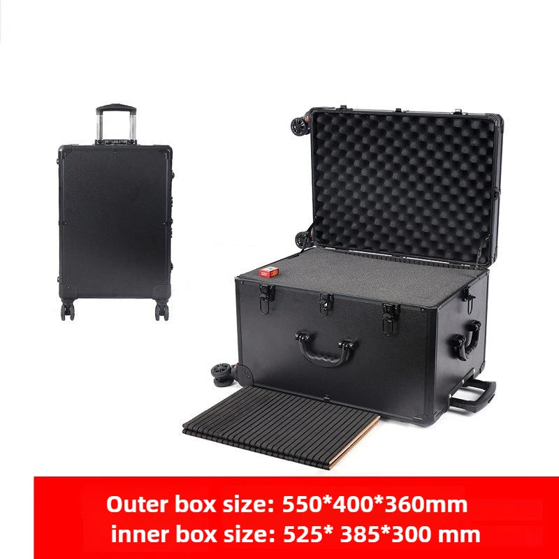 Aluminum Alloy Frame Rolling Luggage Universal Wheel Shockproof Portable Multifunctional Tool Storage Case Safety Protection Box