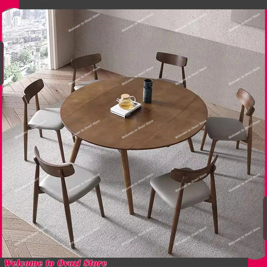 Household Living Dining Table Luxury Extendable Heat Resistance Dining Table 8 Seater Retro Style Mesa Plegable Home Decoration