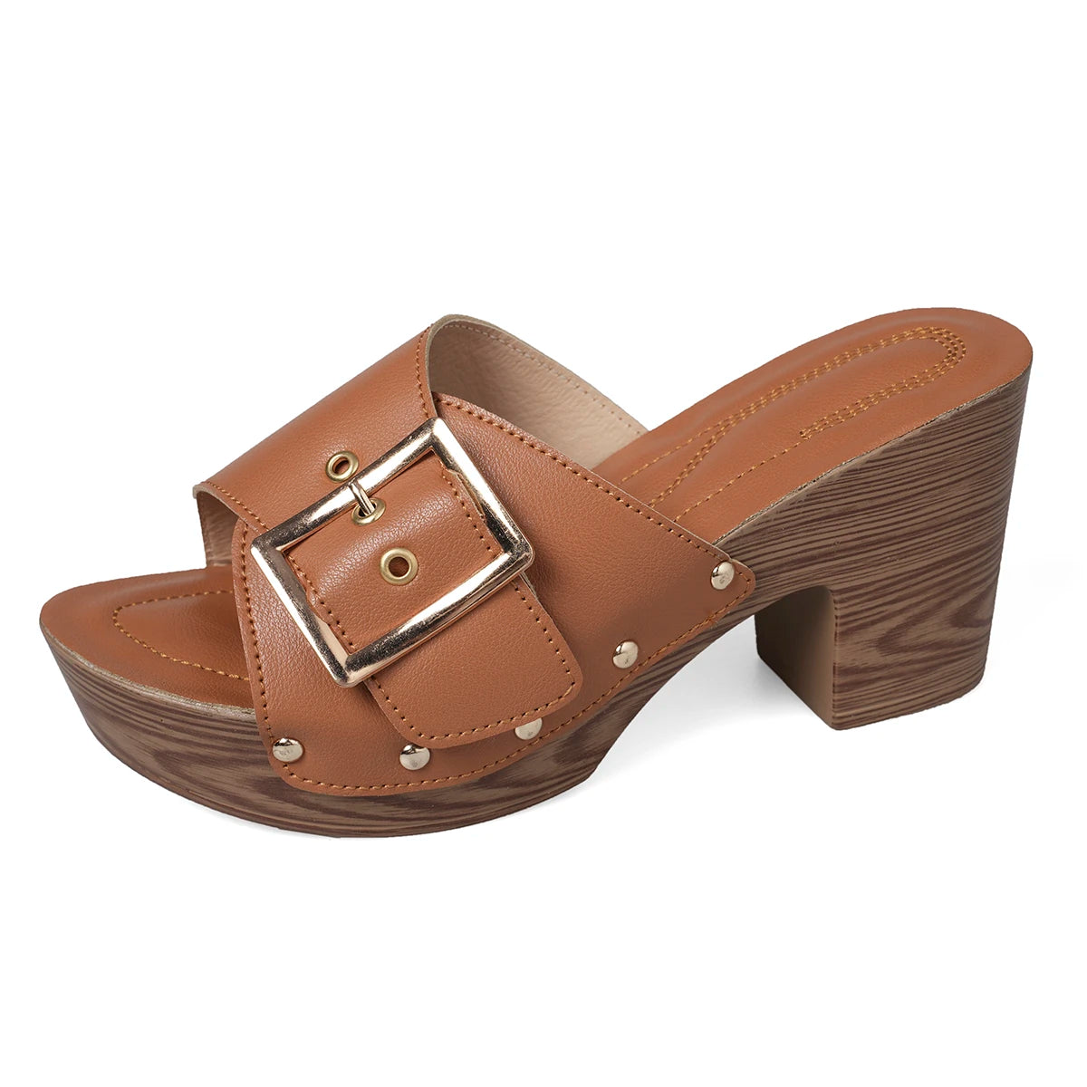 Women Slippers 2025 Summer New Fashion Elegant Soft Platform Shoes Ladies Chunky Heels Buckle Designer Slippers