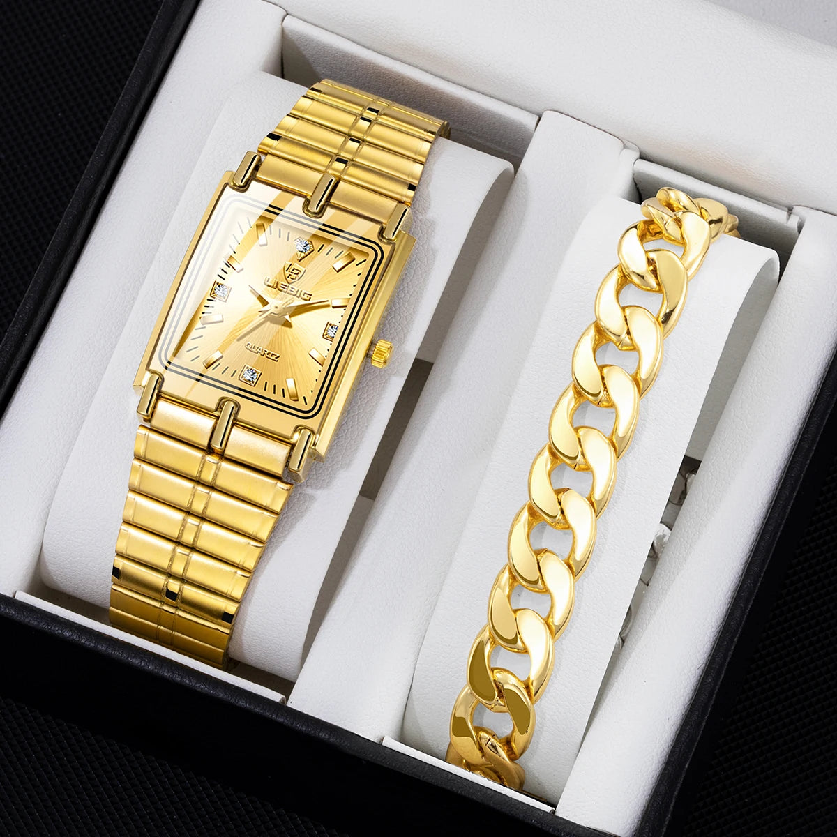 Luxury Wristwatches For Men Women Golden Quartz Watch Female Male Clock Gold Steel Bracelet Watches relogio masculino L1018