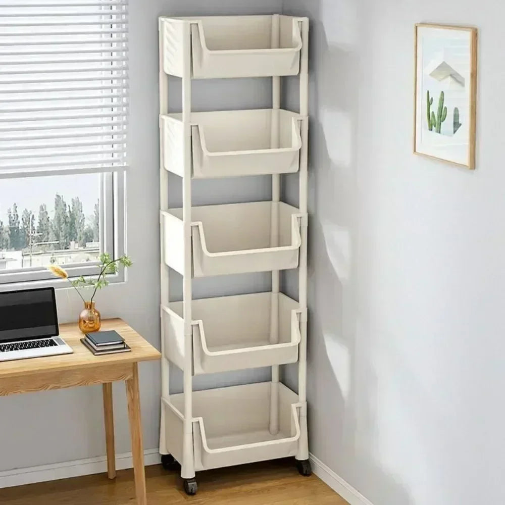 Trolley Bookshelf Kitchen Storage Rack Kitchen Corner Narrow Slit Storage Living Room  Cabinet Bathroom Home Organizer Gifts