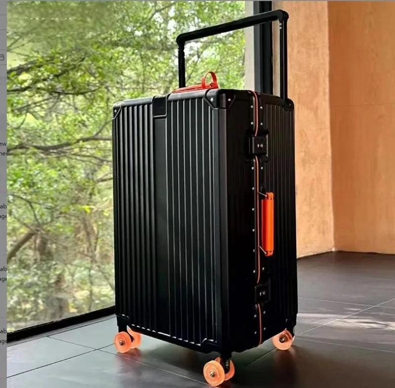 Wide Handlebar Suitcase Rolling Luggage Large Capacity Aluminum Frame Trolley Case with Colorful Silent Spinner Wheels TSA Lock
