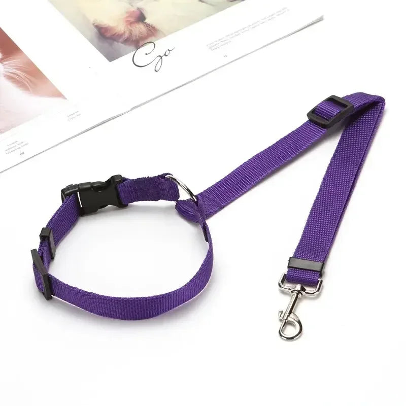 Pet Dog Accessories Pet Car Safety Rope Rear Seat Traction Rope Pet Supplies 2-in-1 Nylon Adjustable Dog Safety Belt Collar