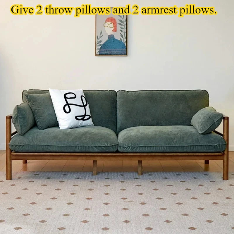 Wood Retro Living Room Sofa Cotton Linen Fabric Designer Homestay Sofa Modern New Simple Washable Canape Salon Home Furniture