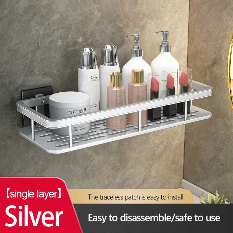 Bathroom Storage Rack Stainless Steel Anti Rust Storage Shower Rack Suction Cup Storage Rack Household Storage Appliances