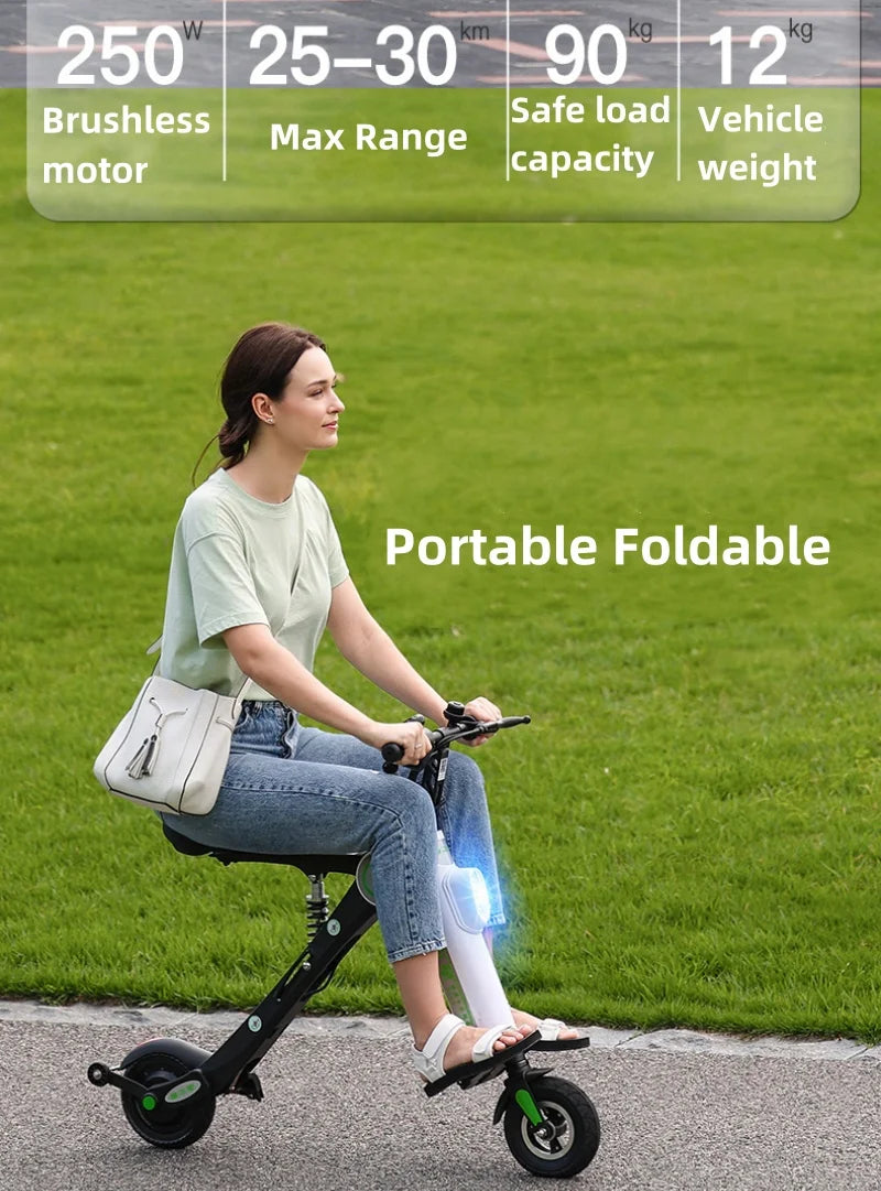 250W Mini Portable Foldable Electric Scooter For Adults 10 Inch Two Wheels Electric Bike For Women Man Lithium Battery