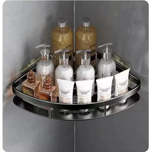 Bathroom Shelf Aluminum Alloy Shampoo Rack Makeup Storage Organizer Shower Shelf Bathroom Accessories No Drill Wall Corner Shelf