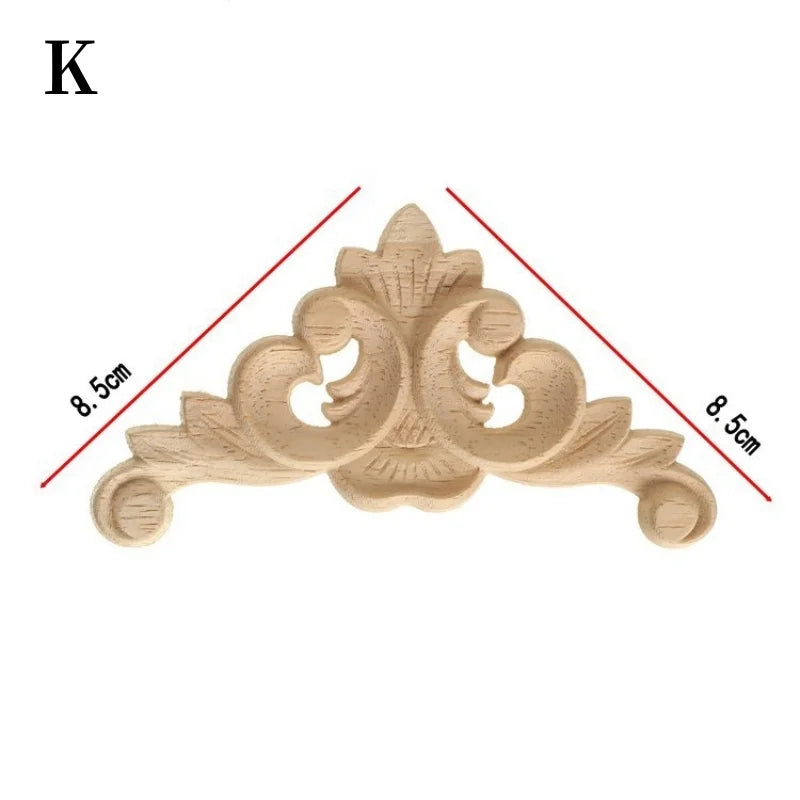Decorative Wood Appliques and Onlays Natural Furniture Wall Door Wood Carving DIY Corner Frame Wood Craft Cabinet Wardrobe Decor