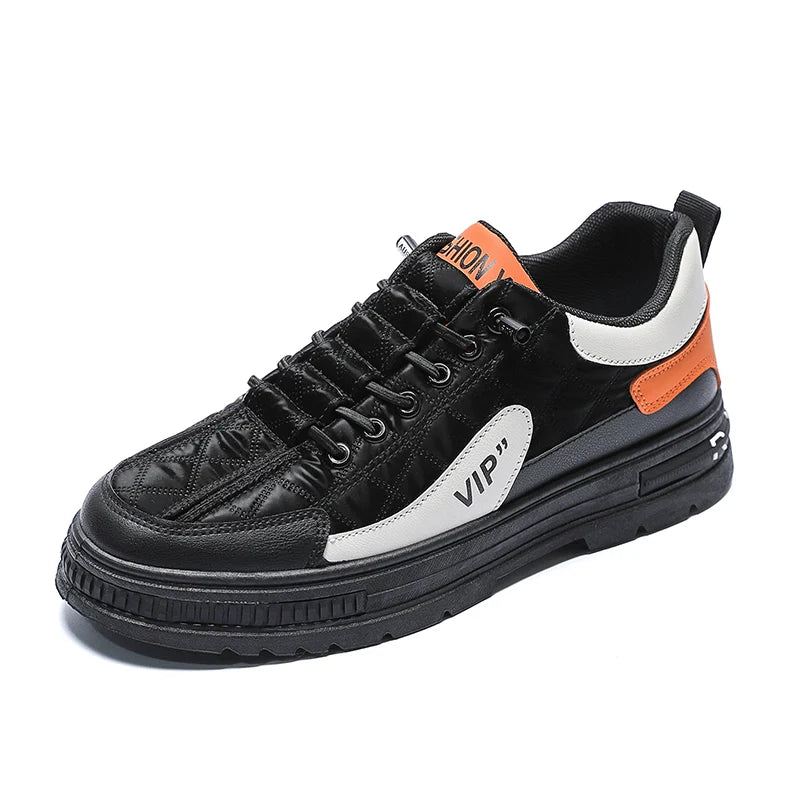Men’s Shoes Fashion Leather Casual Shoes For Men Mesh Lightweight Sneakers Elastic Band Platform Vulcanized Shoes
