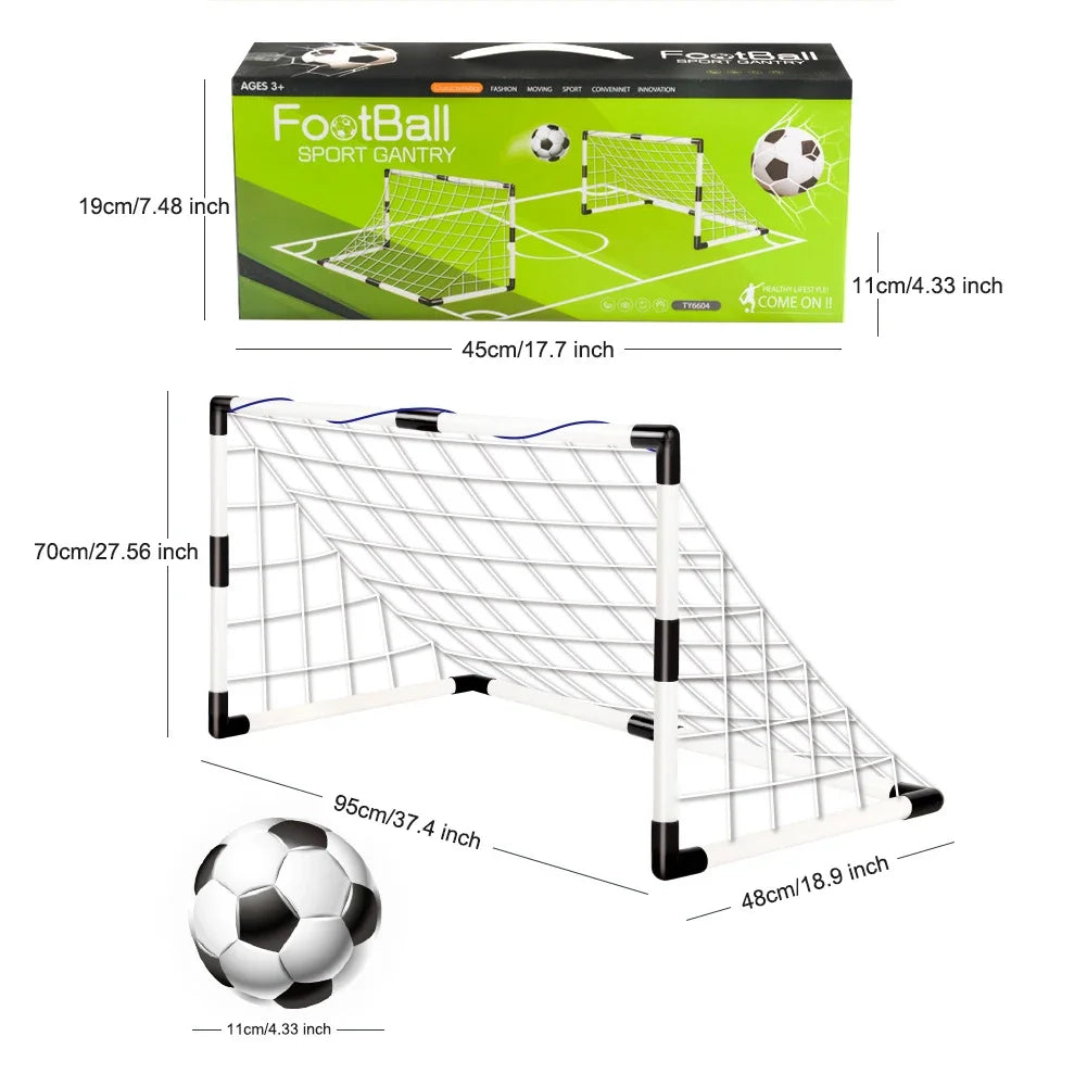Football Goal Sports Toy Foldable Children's Football Gate with Pump & Ball Portable Soccer Goal for Outdoor Football Training