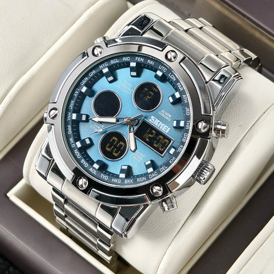 Men's Quartz Watch Luxury Sport Digital Wristwatch Waterproof Stainless Steel Male Watches Clock Relogio Masculino 1389