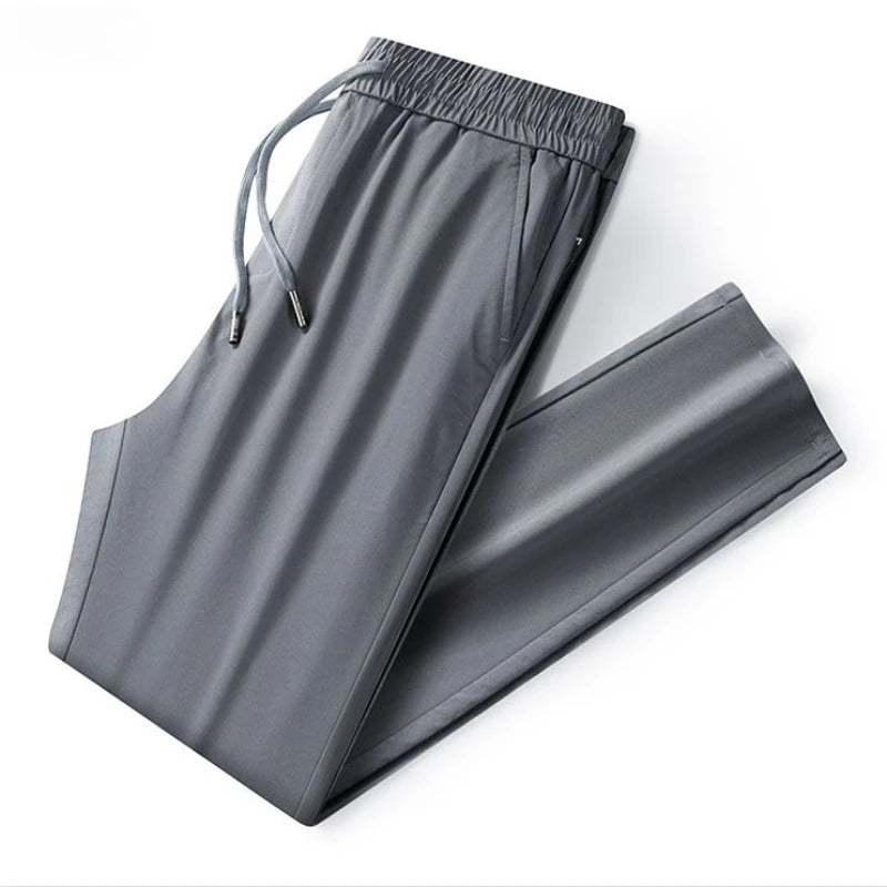 Men's Clothing Summer Thin Casual Pants Elastic Waist Straight Business Classic Trousers Stretch Soft Office Male Pants