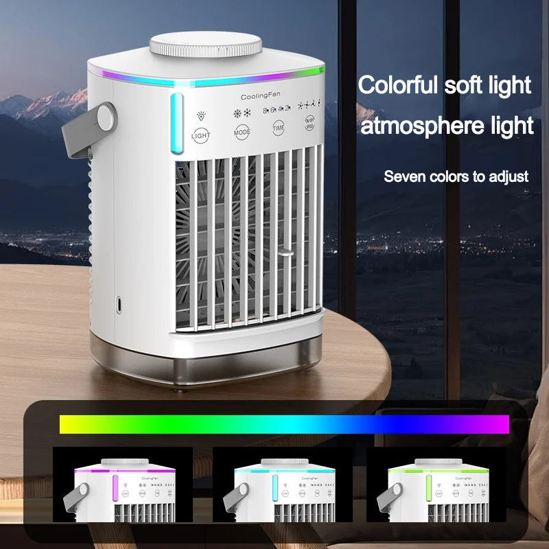 Small electric fan with water and ice office air conditioning fan refrigeration portable air-conditioning fan desktop mini