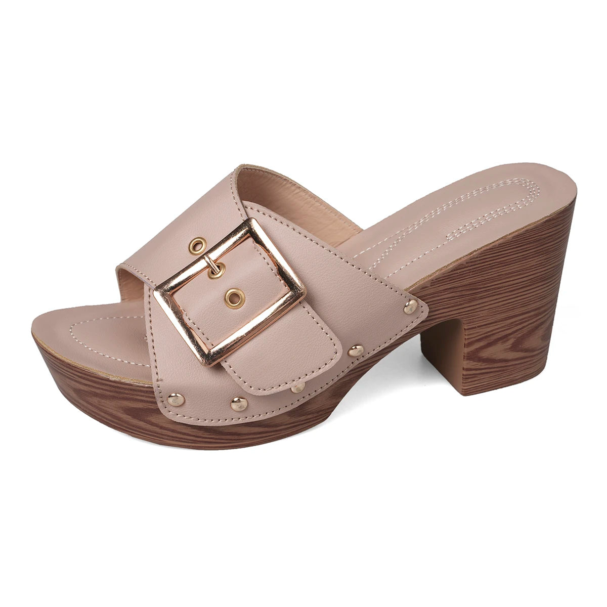 Women Slippers 2025 Summer New Fashion Elegant Soft Platform Shoes Ladies Chunky Heels Buckle Designer Slippers