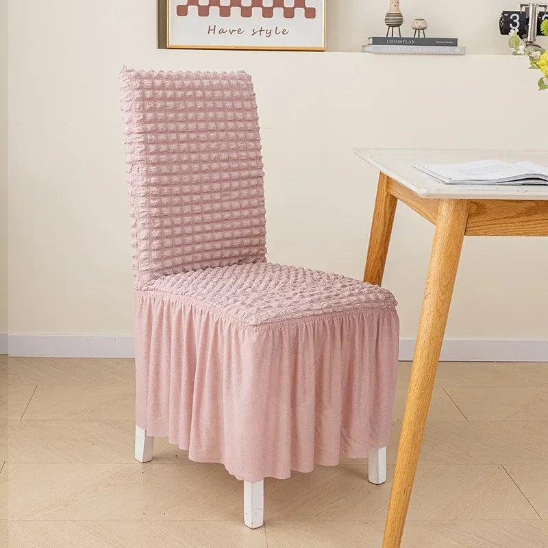 High Quality Seersucker Chair Cover For Dining Room Banquet Chair Slipcover Stretch Chair Skirt Elastic Wedding Chair Decoration