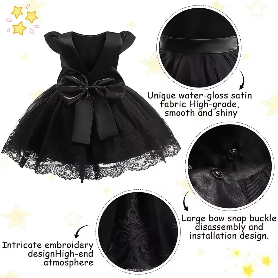 Baby Girl Clothes For 1st Birthday Evening Dresses Infant Dress Gown Elegant Girls Party Dresses Toddler Black Princess Dress