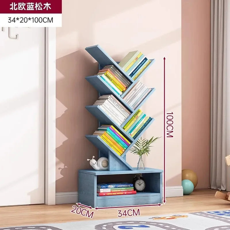 Bookshelf,Floor Standing Storage Rack,Living Room Tree Shaped Bookshelf Against The Wall,Multi-layer Narrow Seam Storage Cabinet