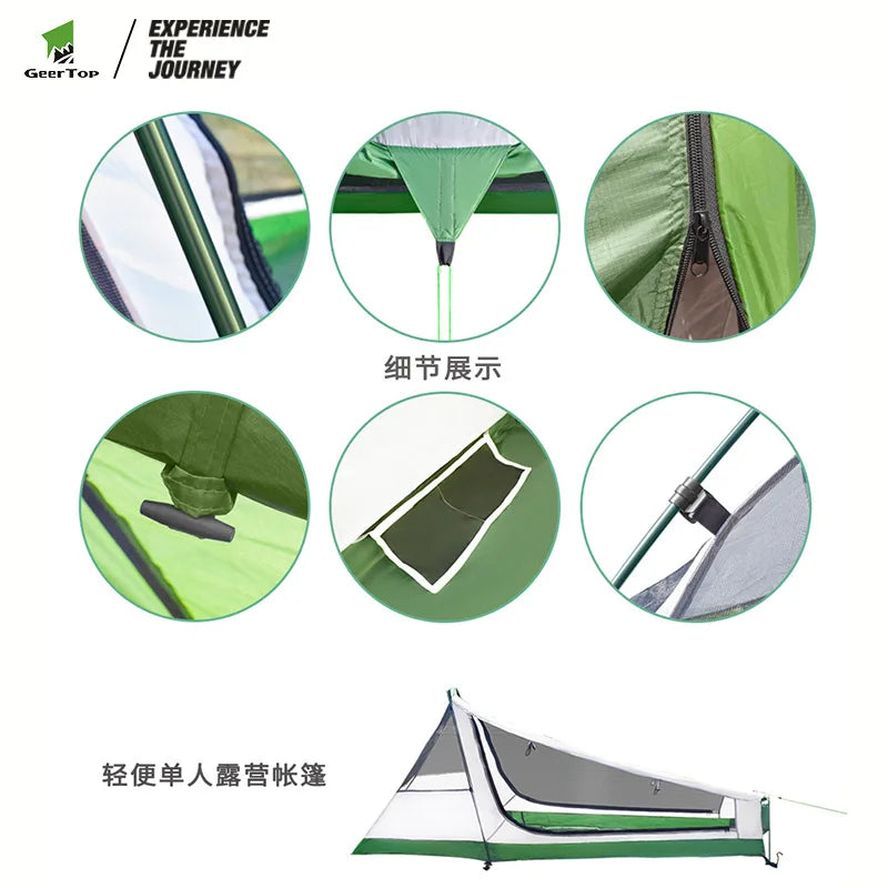 Ultralight One Person Tent Two Layers Outdoor Camping Survival Single Tent