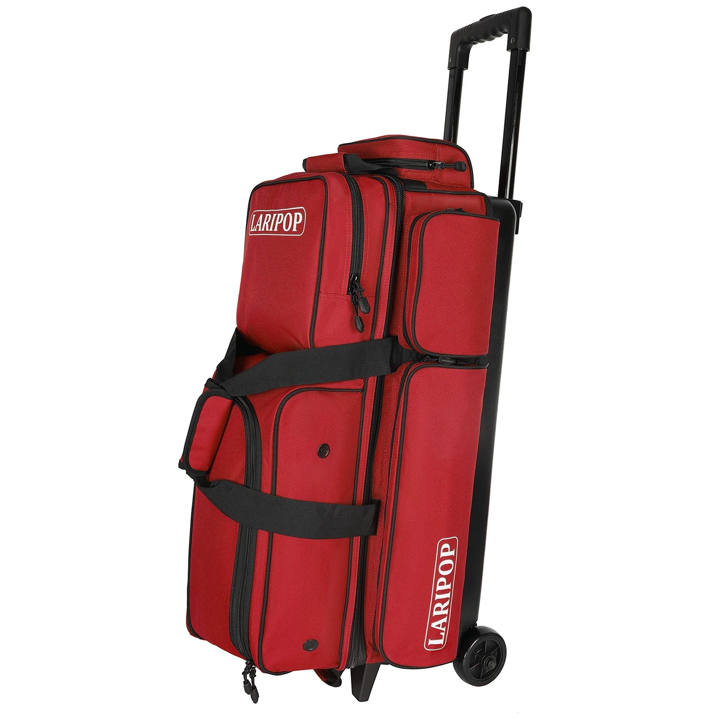 3 Bowling Ball Bag With Wheels - Rolling Bag for Balls & Accessories - Retractable Handle Extends to 38"