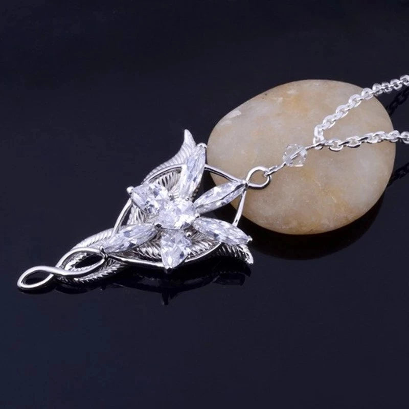 2023 Women's Wedding Jewelry Center Pendant S925 Sterling Silver Pendant for Women Chain Princess Arwen Crystal High-End Gifts