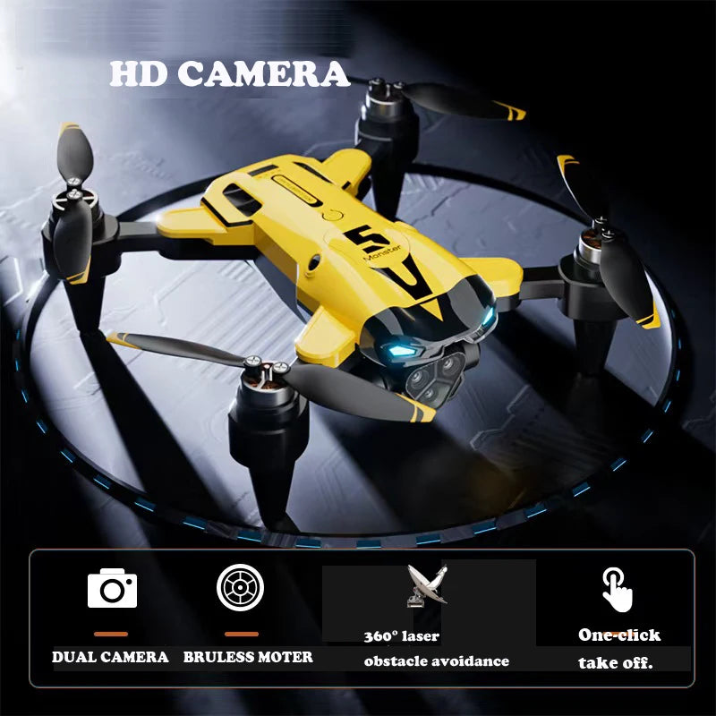 M5 Drone With HD Camera And Light Flying Plane Obstacle Avoidance Optical Flow Positioning Quadcopter R/C Toys