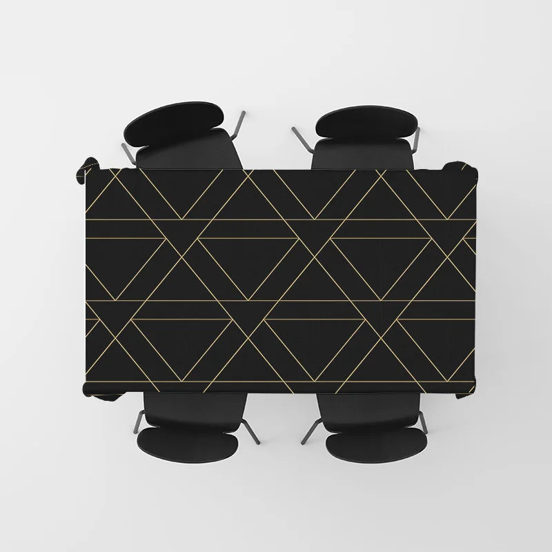 Luxury Dining Tablecloth Modern Geometric Design Kitchen Decoration Solid Black Yellow Gold Colorful Table Cover Rectangular Sha