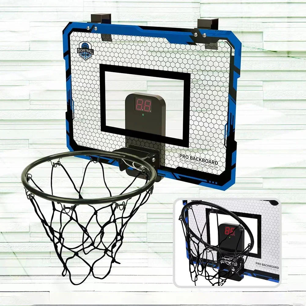 Indoor Basketball Hoop Basketball Hoop Set Sports Toy Room Basketball Hoop with Electronic Scoreboard Gifts for Kids Boys Teens