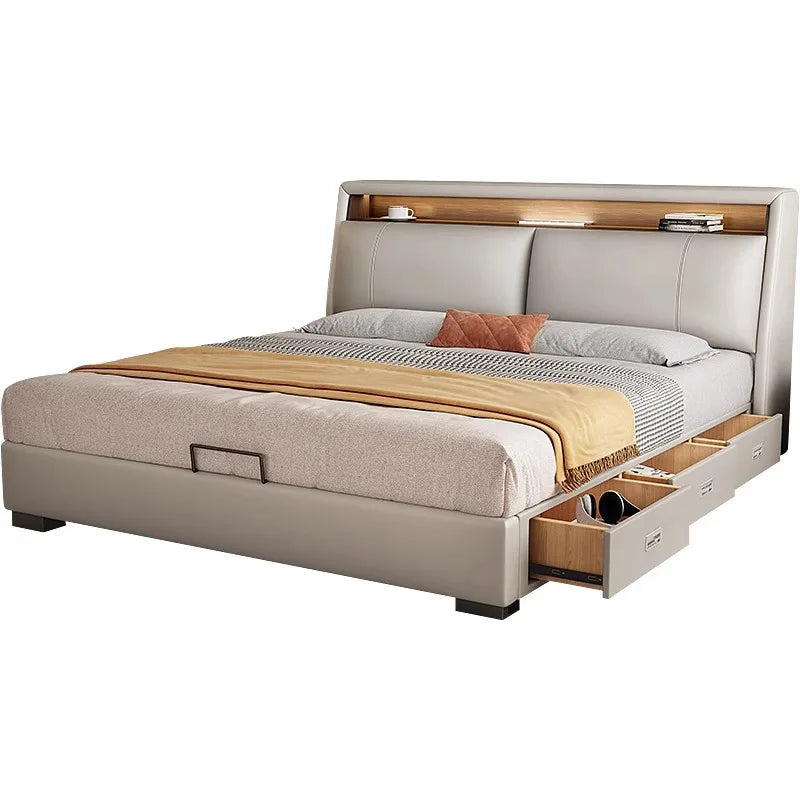 Nordic Twin Bed Unique Upholstered Headboards Luxury Bed Modern Queen Camas De Matrimonio Dormitorio Bedroom Set Furniture