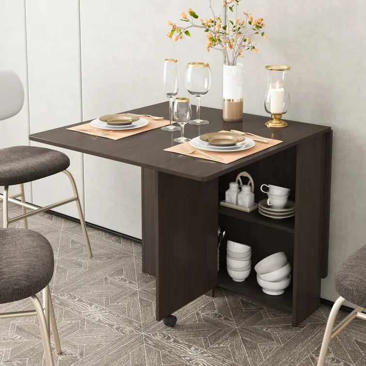 Drop Leaf Dining Table Extending Two Side Tables for 6 People Large Mulitifuctional Dining Table