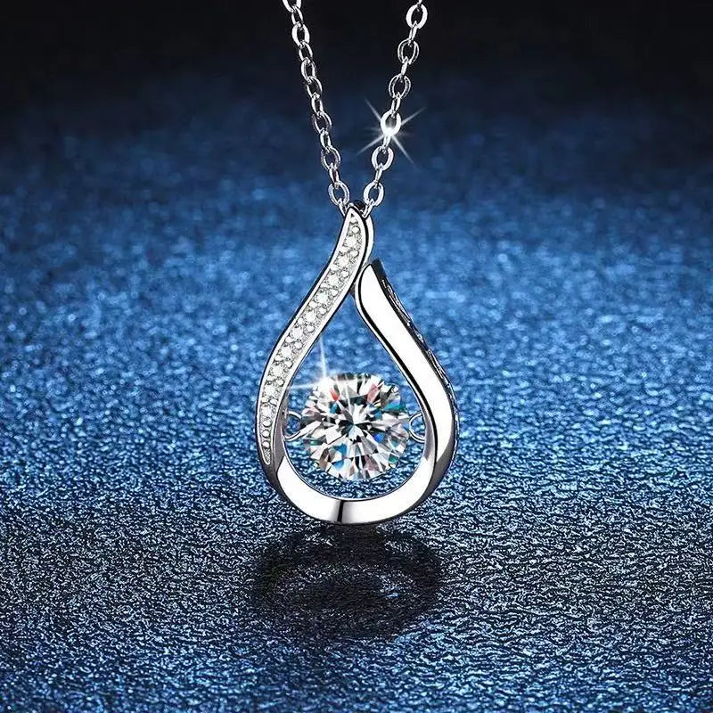 925 Sterling Silver Zircon Woman Necklace Shiny Charm Geometric Shape Pendant Choker Birthday Party Gift Exquisite Jewelry