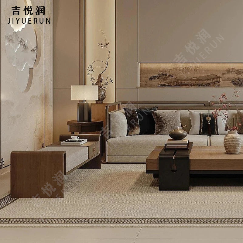 Sofa combination villa living room Zen club box reception room New Chinese solid wood furniture