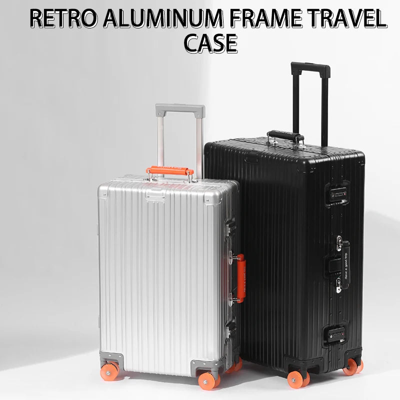 All-Aluminum Magnesium Alloy Suitcase Large-Capacity Password Luggage Infused Transparent Rolling Wheel Business Trolley Case