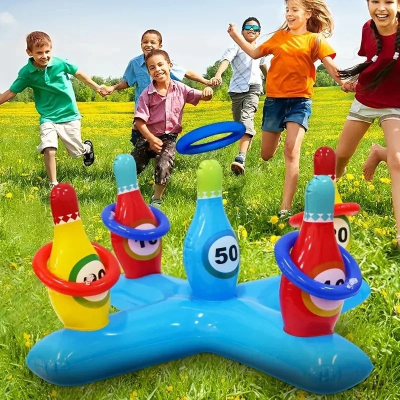 1 set of inflatable water bowling games with air pumps, swimming pools, and inflatable underwater sports suitable for swimming p