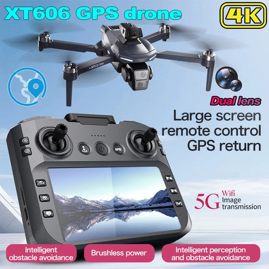 2025 NEW XT606 Drone 4K Professional HD Dual Camera Infrared Obstacle Avoidance Brushless motor RC Quadcopter With screen Drone