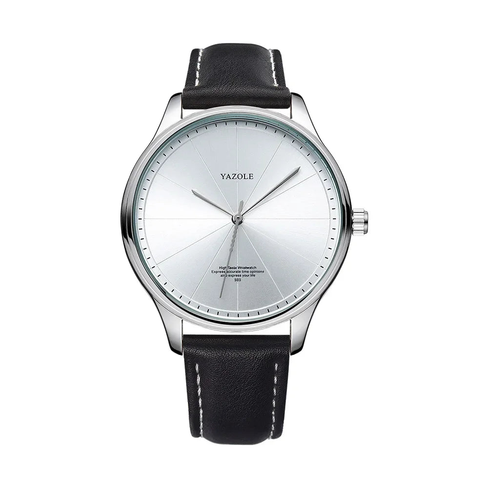 Business Style Watches for Men Top Brand Luxury Metal Case Analog Quartz Men's Watch Casual Leather Belt Fashion Man Watch Gift